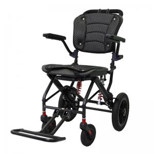 Aluminum Airplane manual wheelchair lightweight foldable travelling wheelchair  customized spring shock absorbing wheelchair